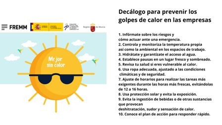 Campaña de FREMM para evitar un golpe de calor en el trabajo ante el calor extremo